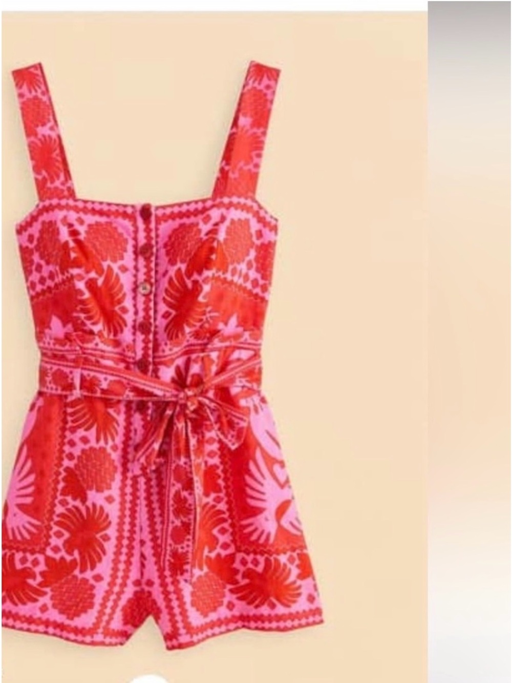 Pink and Red Floral Tie-Waist Romper